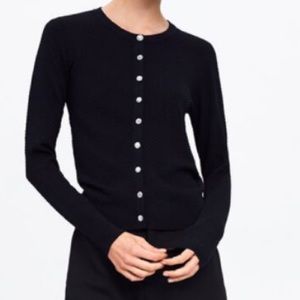 Zara Textured Cardigan With Rhinestone 